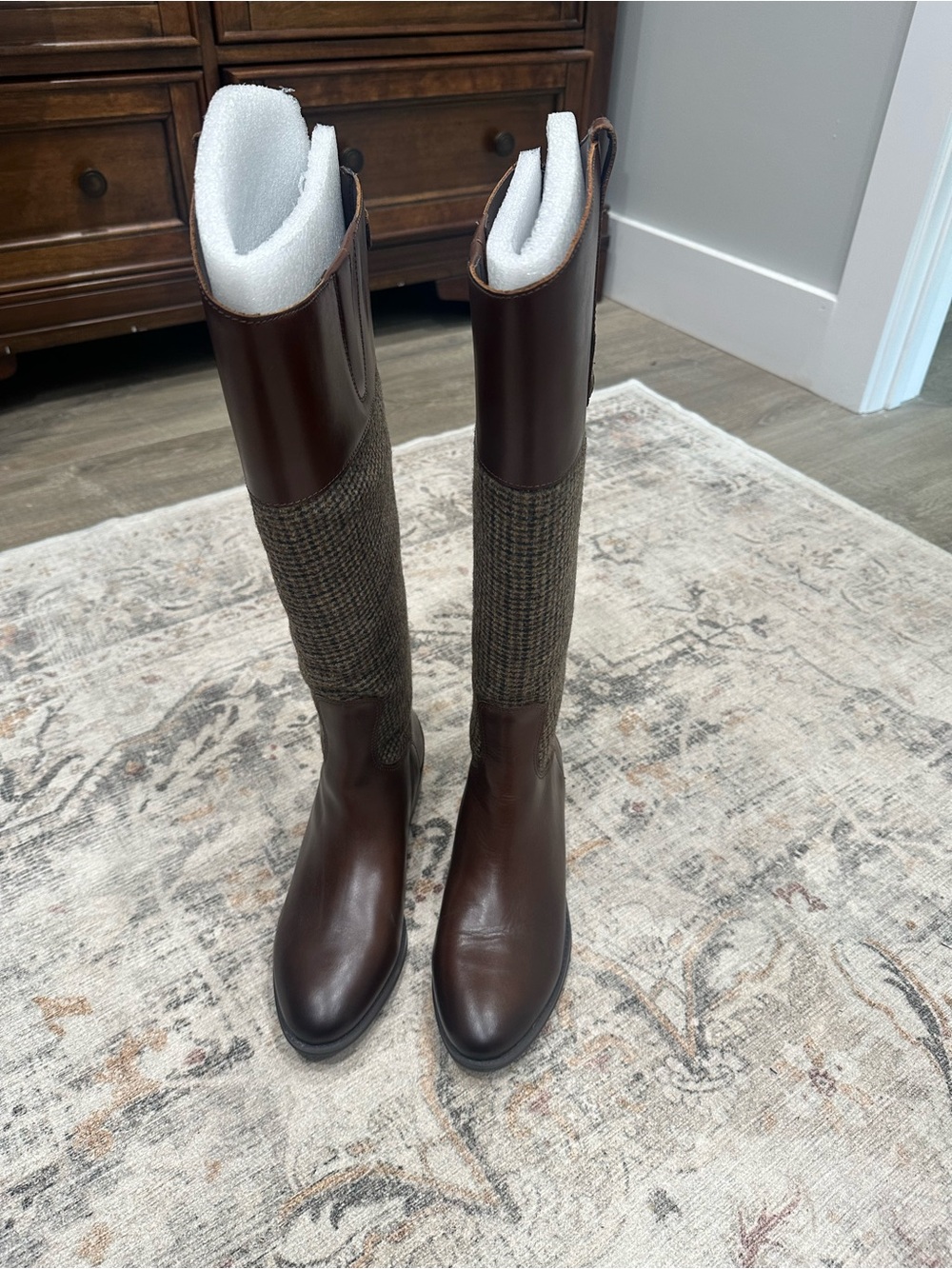 Sam Edelman Brown Leather & Tweed Boots